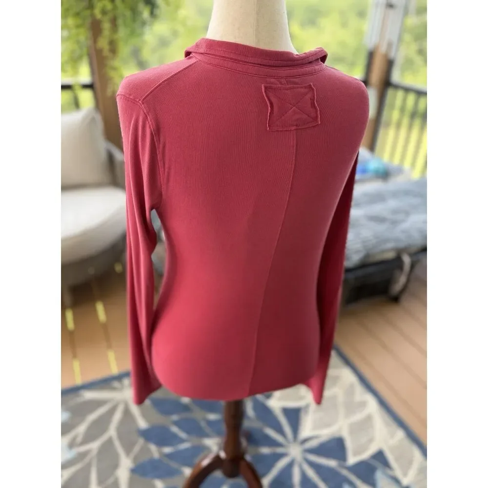 Free People Women's Polo Long Sleeve MD